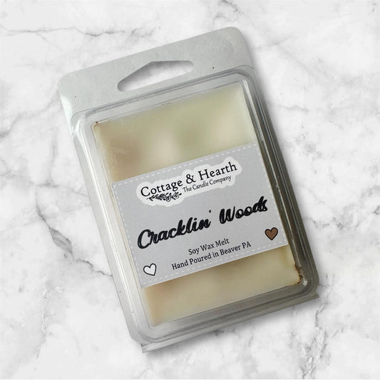 CRACKLIN WOODS SCENT - Strong Scented Wax Melt Clamshell / Soy Wax Melt / Handmade Wax Melt / Wax Clamshell